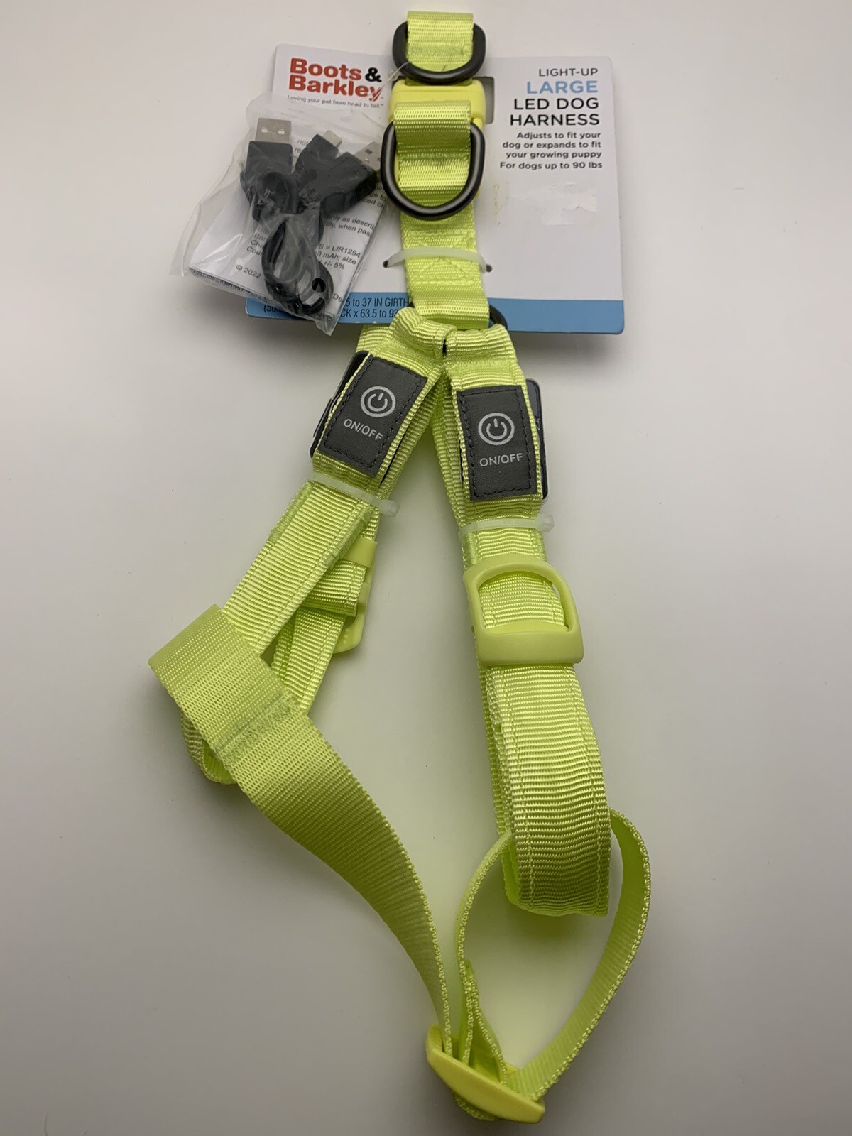 New Boots and Barkley LED Rechargable Dog Harness Light Up Size Large