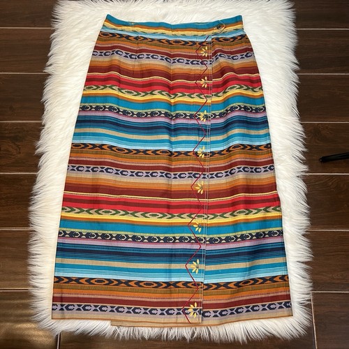 De Colección Sun River Clothing Co Conjunto Mujer Grande Denim Chaleco Falda Azteca Occidental Usado en Excelente Condición - Imagen 2 de 11