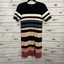 Ann Taylor Black Colorblock Striped Sweater Dress Size XS