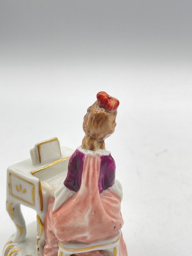 Antique Musician Chelsea Piano and Cello Player Pair 2 Porcelain Figurine - Picture 20 of 20