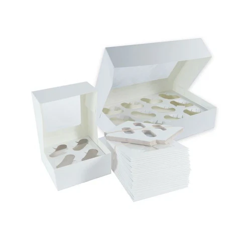 Windowed Cupcake Boxes for 4, 6, & 12 Cup Cakes with Removable Trays