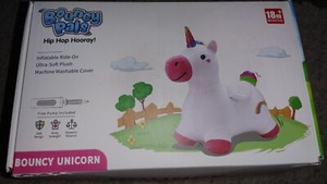 Bouncy Pals Inflatable Unicorn Bouncer Plush Cover Ride On Hopper for Toddlers