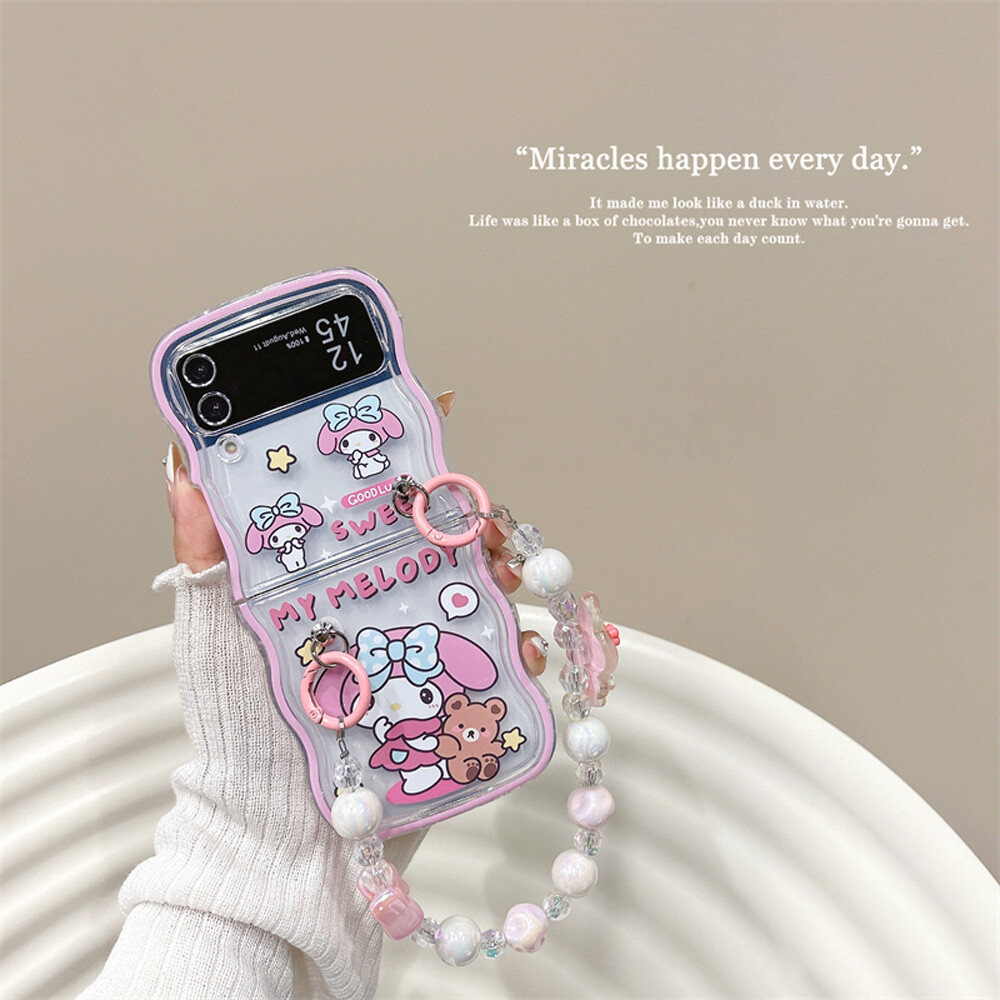 For Samsung Galaxy Z Flip 6 5 4 3 Cute Cartoon Pattern Chain Phone Case  Cover | eBay