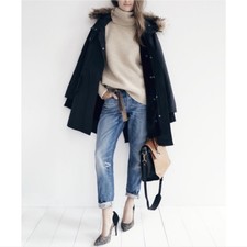 Madewell Black Fur-lined Field Parka Small Utility Coat Jacket