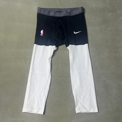 Nike Pro NBA Player Issued 3/4 Compression Tights Black/White AT9764-011 Large