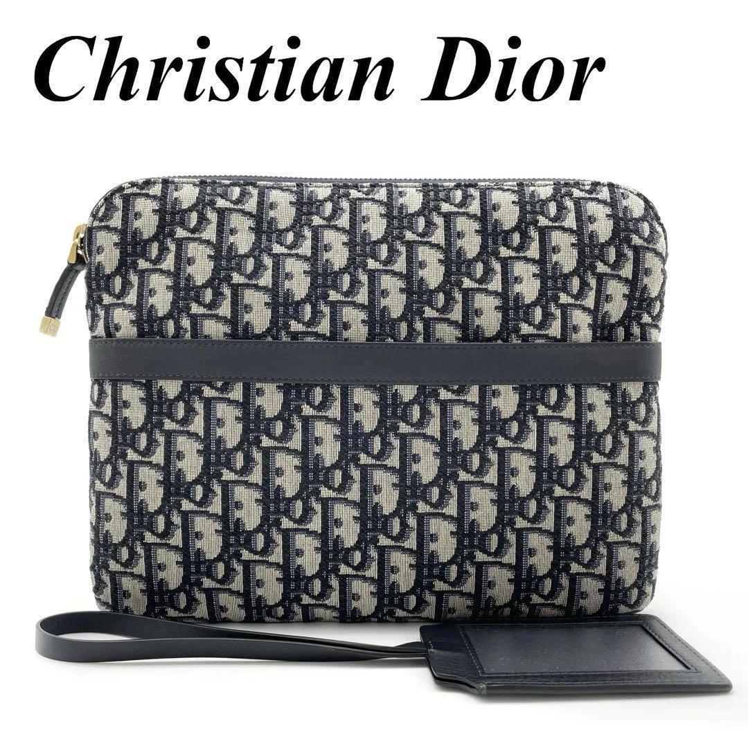 Sac pochette Dior oblique jacquard marine trotteur