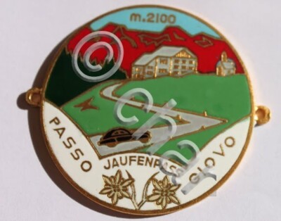 Enamel Metal Frieze Car Race Passo Giovo Jaufenpass 2100m - 1957 