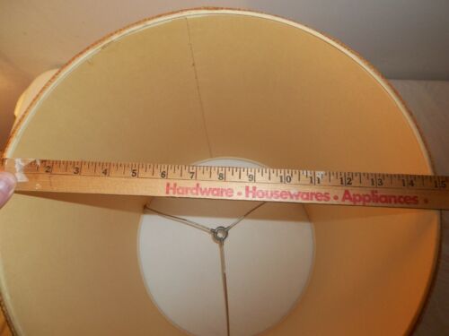 Vintage Mid Century Sackleinen trommelförmiger Lampenschirm 15" hoch 13 1/4" oben 15" unten - Bild 5 von 18