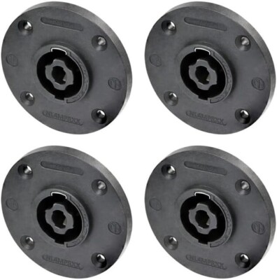 (4 Pack) Neutrik NL4MPRXX 4-Pole SpeakOn Large Round Twist Lock, 3/16'' Flat Tabs
