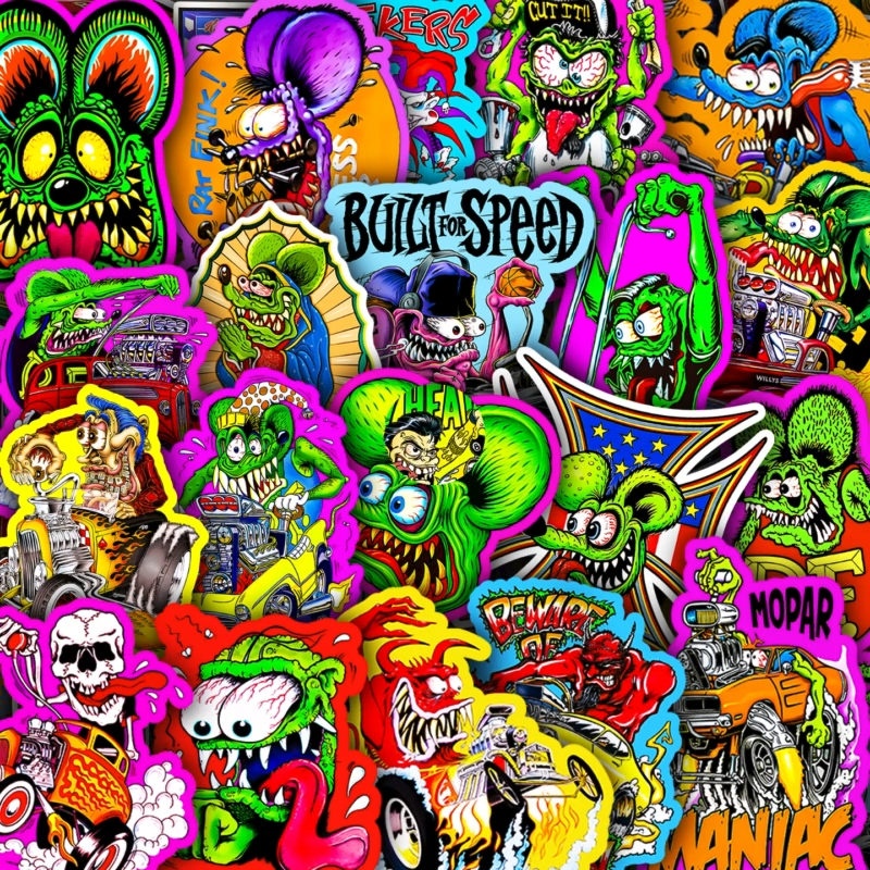 Rat Fink Ed Roth Vinyl Decals 50pcs Hot Rod Custom Car Bike