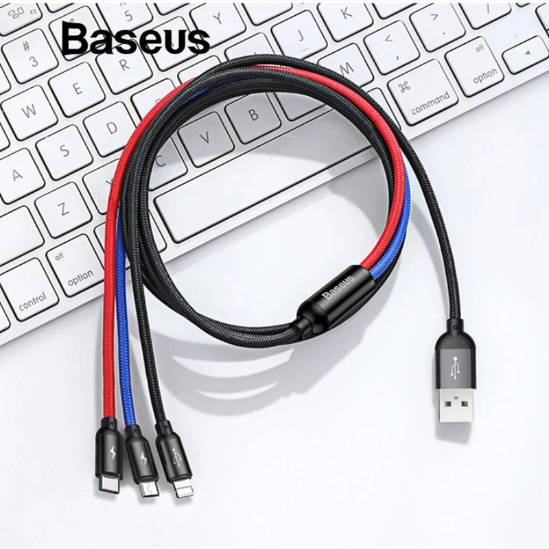 Baseus 3in1 Cable MFi-Certified 8pin Micro USB Type C Cord FOR iphone sams ios - Image 2 of 4