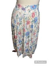 Vintage 80s Yellow And Pink Floral MIDI Skirt. Size 10.