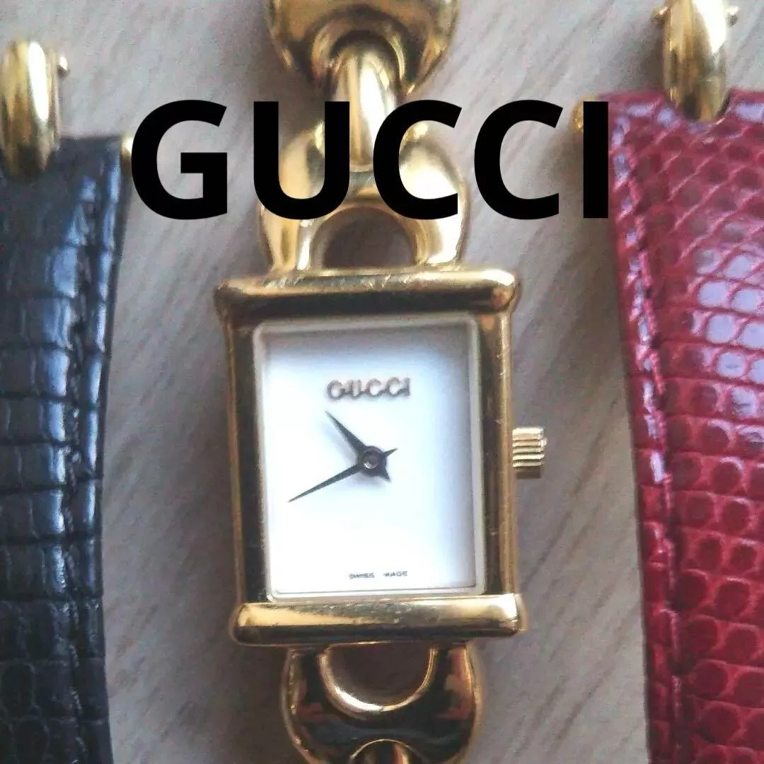 Montre GUCCI 1800L Changement Ceinture Or Occasion Batterie Remplacée