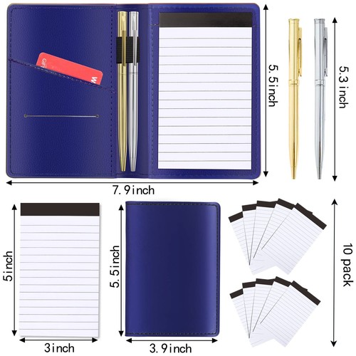 13 Pcs Mini Pocket Notebook Set with Leather Pocket Notepad Holder and Pen - Picture 6 of 7