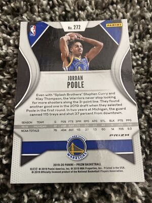 Jordan Poole 2019-20 Panini Prizm Red White & Blue #272 Rookie