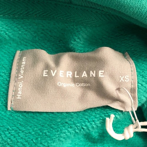 Felpa donna Everlane verde cotone biologico con cappuccio taglia S felpa atletica nuova con etichetta - Foto 7 di 7