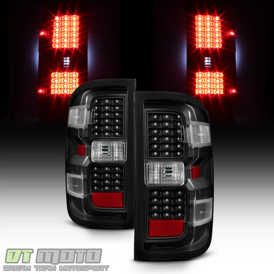 Luces traseras LED negras para Chevy Silverado 1500 2500 HD 3500 HD 2014-2018 lámparas de freno Foto 2 de 4