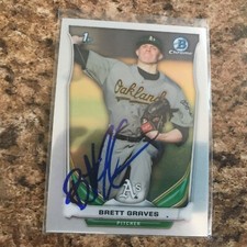 Brett Graves Signed 2014 Bowman Draft Chrome Rc Auto Oakland Athletics A's