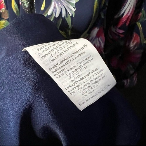 J.crew Factory Vestido Manga Larga Cuello Corbata Azul Marino Rosa Caliente Floral Talla XS - Imagen 6 de 13