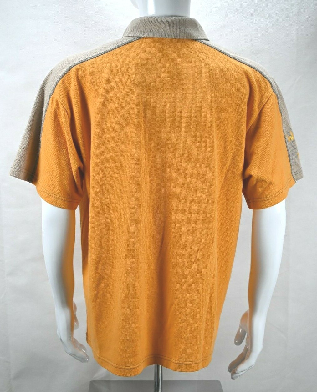 Maui & Sons Pullover Short Sleeve Polo Orange & Tan Sleeve Design Size XL image 3