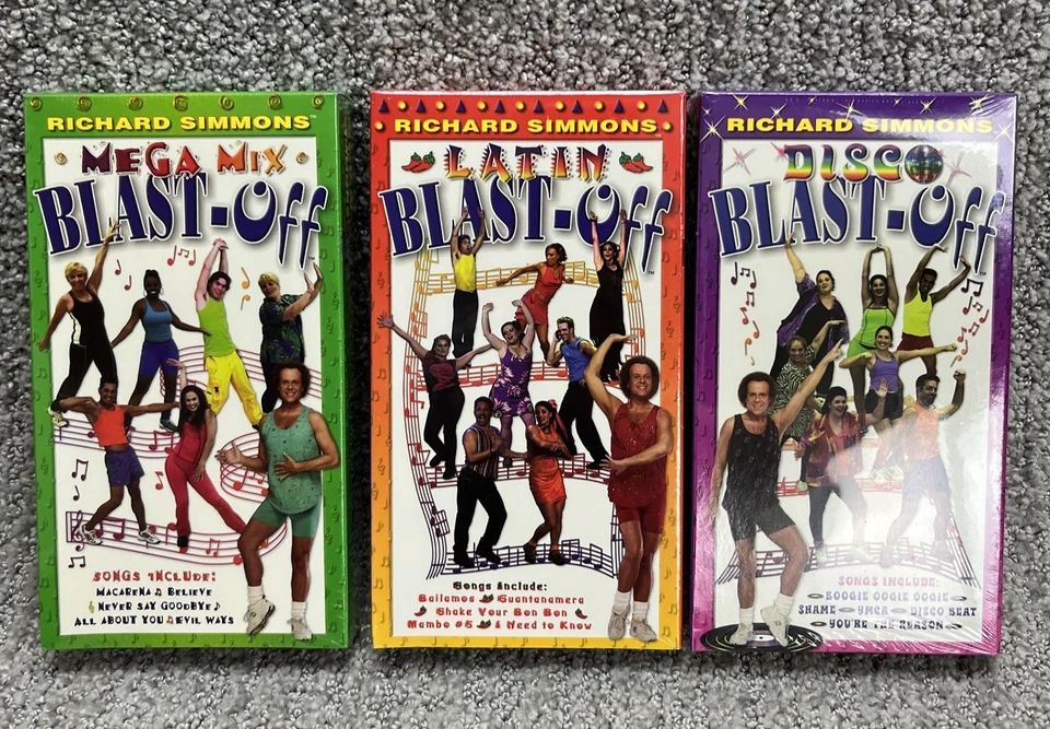 RICHARD SIMMONS Blast Off The Pounds 3 VHS & Weights Set Disco/Latin/Mega Mix - Image 3 of 4