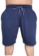 Image of Mens Jersey Shorts Lightweight Side Pocket Plain 100% P Cotton Gym Holiday Relax