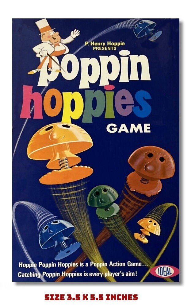 POPPIN HOPPIES GAME 1968 FRIDGE THINGS FROM THE 60'S 3.5 X 5.5