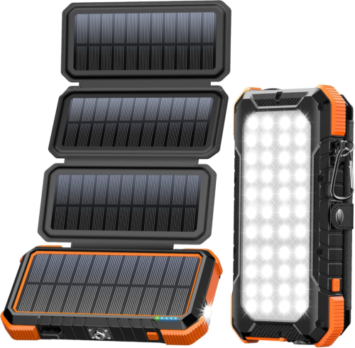 BLAVOR Solar Powerbank 20000mAh Solarladegerät mit 4 Solarpanel und USB C Ausgän