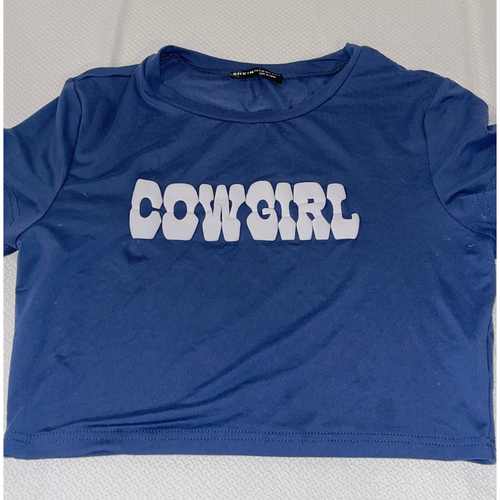 Shein Womens Crop Top Blue White 