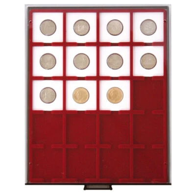 LINDNER Münzbox RAUCHGLAS 2722 mit 20 quadr. Fächern f. Münzenrähmchen oder CARRÉE OCTO