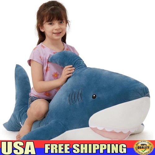 Giant Shark Plush Stuffed Animal Pillow Gift Kids & Adults Cuddly Decor Blue New
