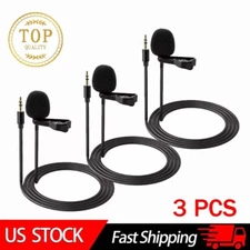 3X 3.5mm Clip On Lavalier Lapel Microphone Hands Free Wired Condenser Mini Mic