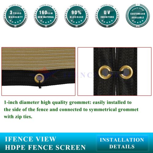 Ifenceview 3' Tall Balcony Deck Railing Fence Privacy Screen Cover Fabric Panel - Picture 5 of 37
