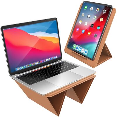 PORTABLE TABLET STAND 2IN1 FOLDABLE IPAD STAND & LAPTOP HOLDER FOR DESK ADJUSTAB