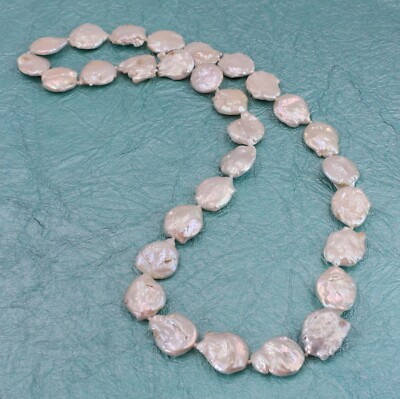 New Lustrous Keisha Flat Pearl Necklace 26'' Slip Over Head Style ~ New No Tag