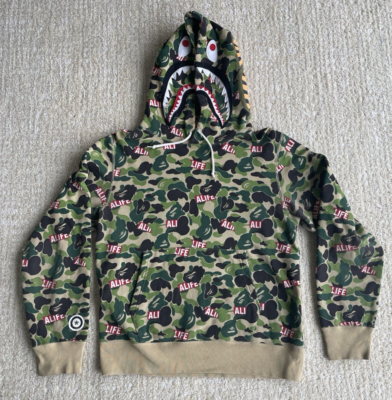 A BATHING APE ア ベイシング エイプ ドゥーラグ ABC CAMO Bape X Alife ABC Camo Pullover Shark Hoodie Size Medium A Bathing