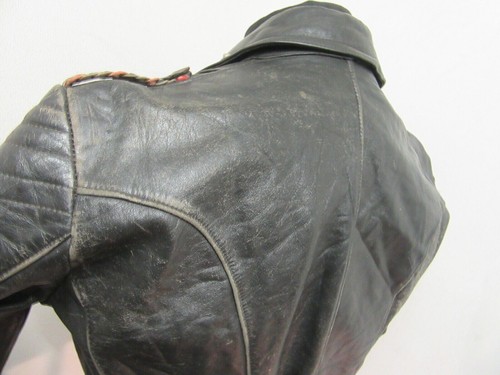 VINTAGE 70'S GERMAN LEATHER PERFECTO MOTORCYCLE JACKET SIZE UKM - Picture 18 of 24