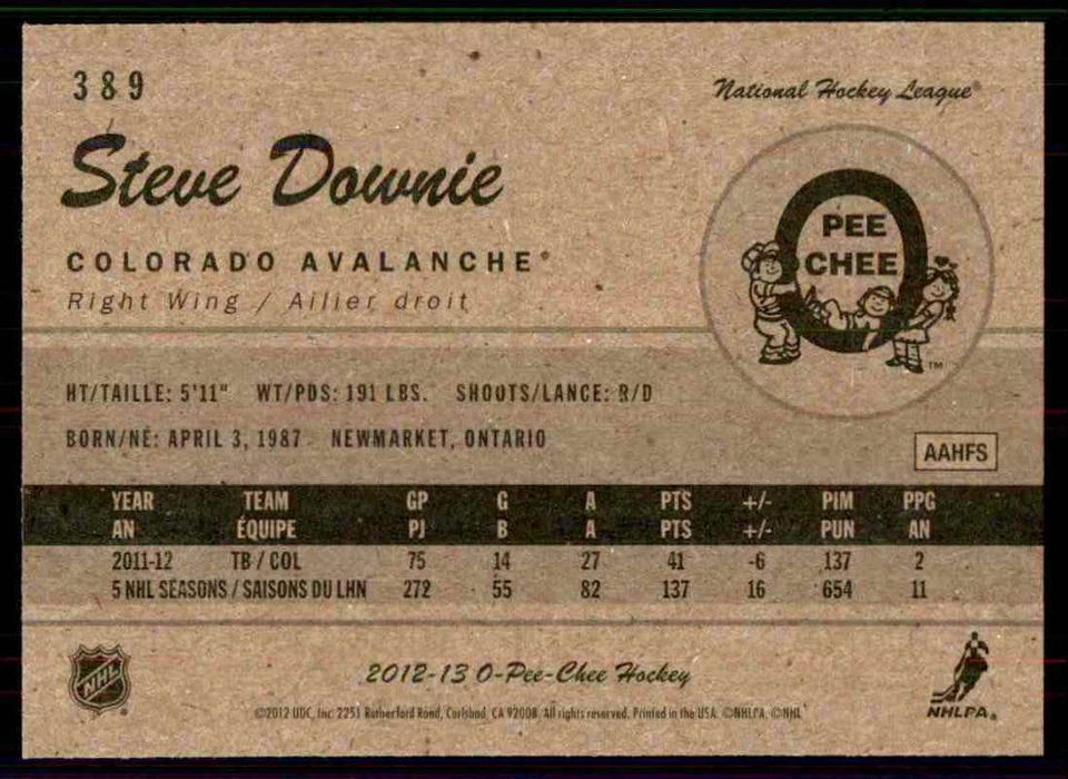 2012-13 O-Pee-Chee Retro Steve Downie #389 - Image 2 of 2
