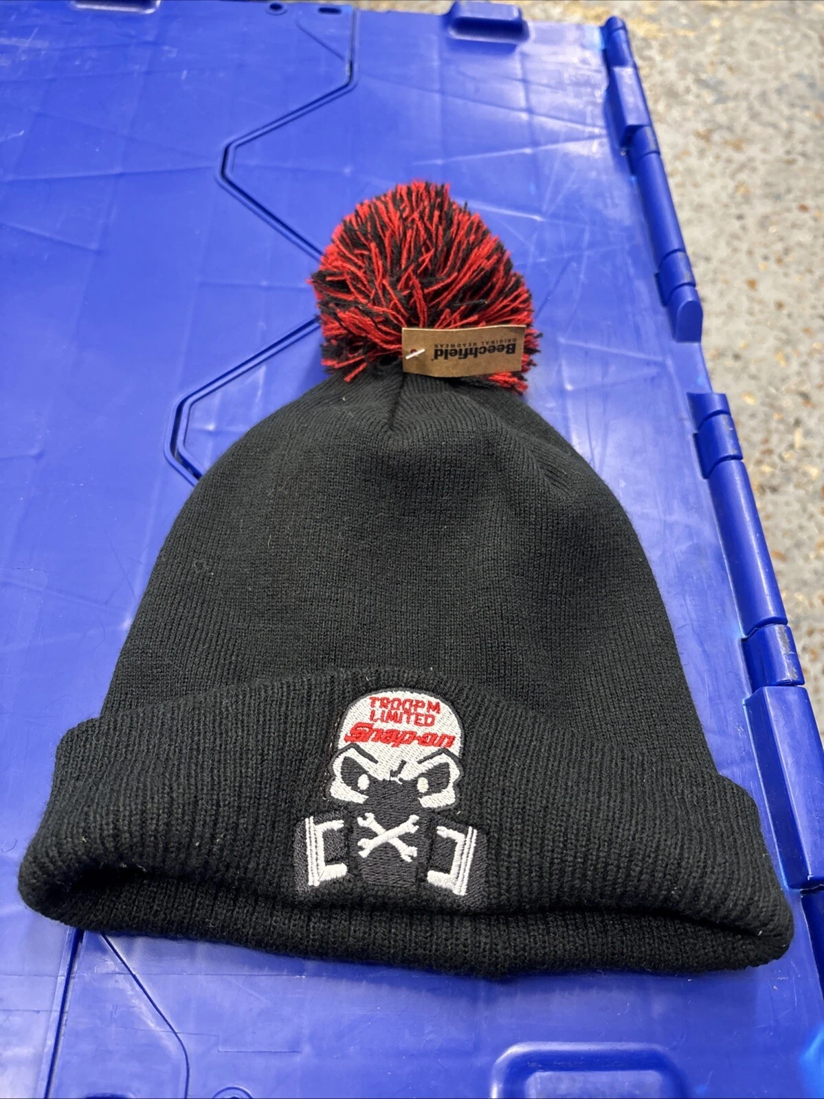 Snap On Tools Beanie Hat Troop M Limited Skull Black & Red Wooley Rare Edition