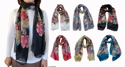 Flower Rose Scarf Lightweight Scarves for Women Girls FashionSolid  
