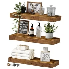 QEEIG Floating Shelves for Wall Bathroom Shelf Bedroom Kitchen 3pcs A. Brown