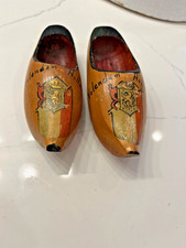 Vintage Hand Carved Wooden Holland Clogs Klompen Shoes Solid Wood Dutch Decor Sm