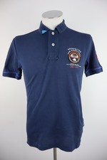 Napapijri Mens Polo Shirt S Light Cotton Short Sleeve Casual Vintage Blue