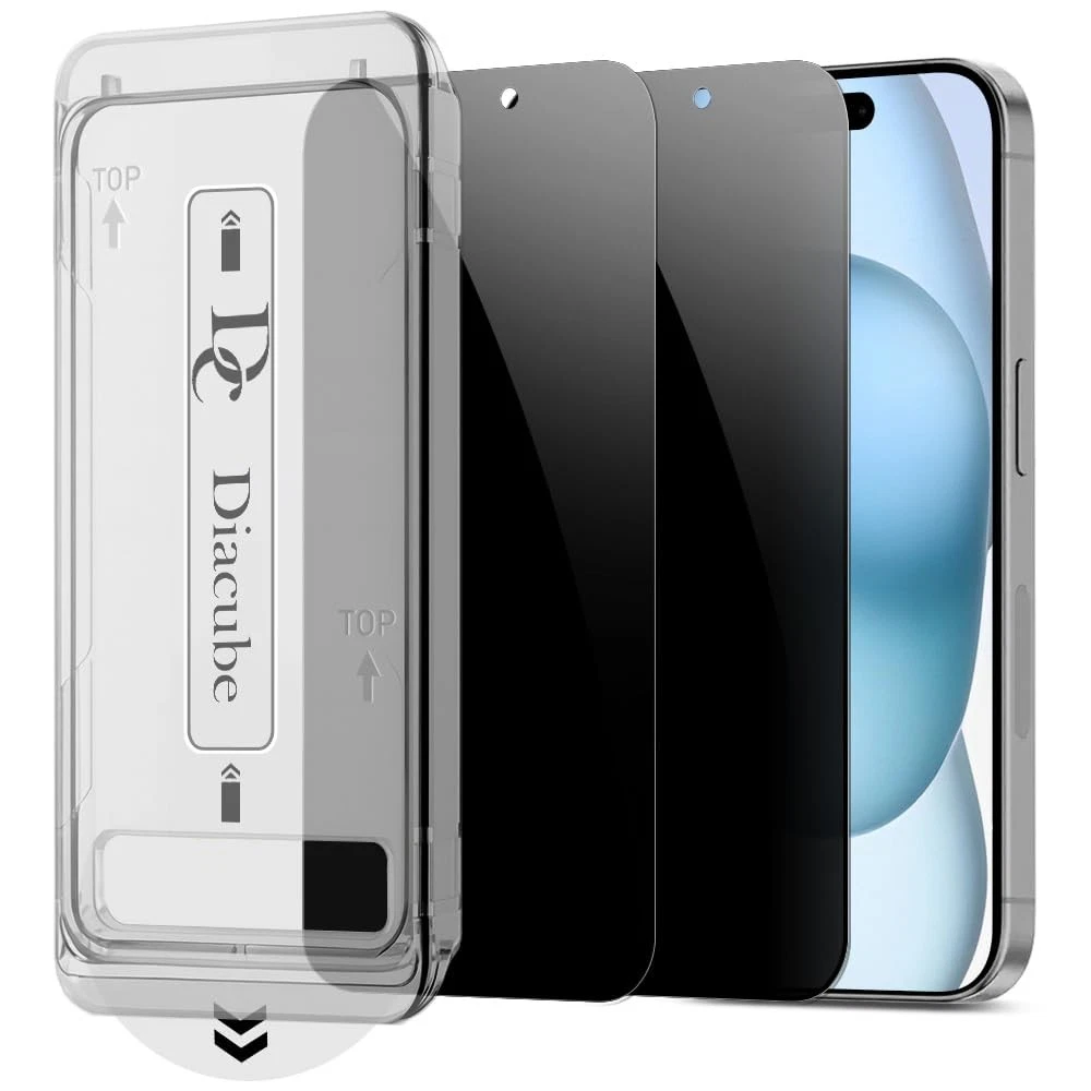 2 PACK Privacy Screen Protector for iPhone 15, [27° Anti-Spy] 9H Hardness Sha...