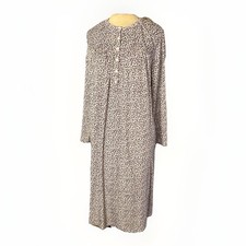 Aria Collection Nightgown Long Sleeve Velour Size M Purple Floral