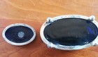 2 Sterling Silver Open Oval Salt Dip Cellars with Cobalt Blue Glass Liners — photo 5