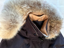 Beautiful Women's Black Parka Removable/Reversible Real Fur Trim Hood Size S