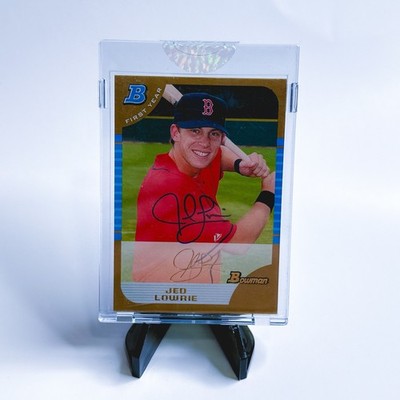 2005 Bowman Gold Jed Lowrie RC 2006 Originals Auto #ed /141