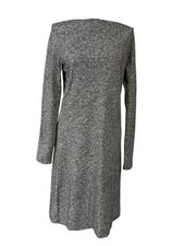 Eileen Fisher Sweater Dress Womens XS Gray Organic Cotton Wool Knit Long Sleeve