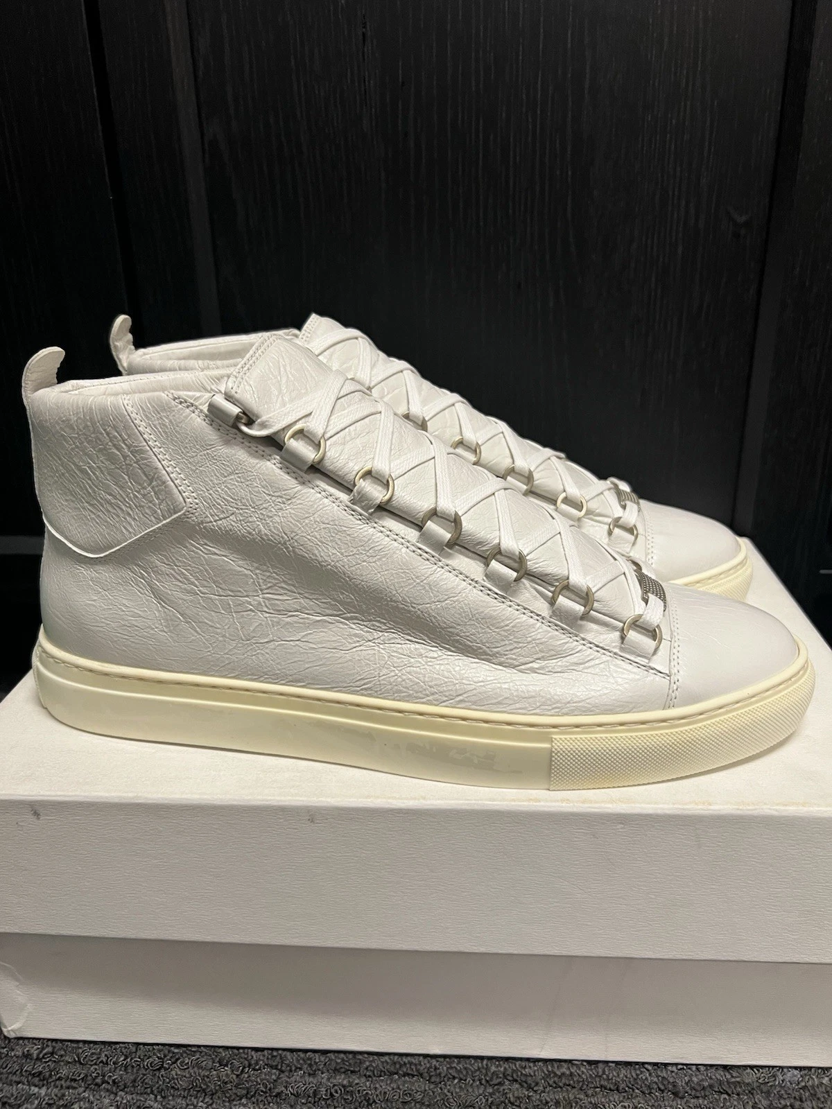 Balenciaga — Balenciaga Arena Sneakers High Top White Leather Mens Size 45 US 12